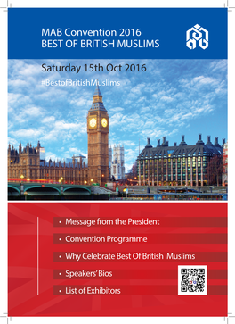 MAB Convention 2016 BEST of BRITISH MUSLIMS Saturday 15Th