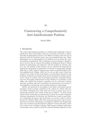Constructing a Comprehensively Anti-Justificationist Position
