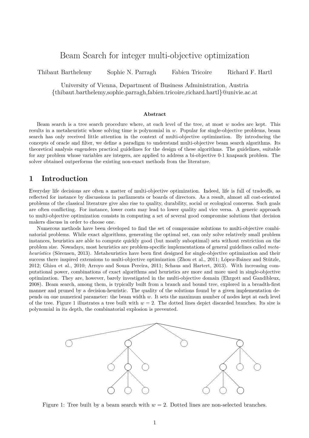 Beam Search for Integer Multi-Objective Optimization