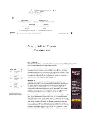 Spain, Galicia: Ribeiro Renaissance?