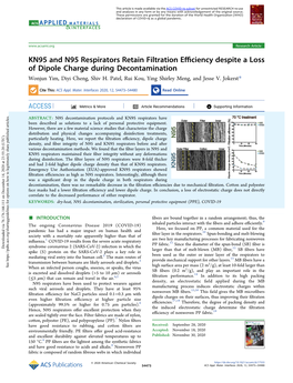 KN95 and N95 Respirators Retain Filtration Efficiency