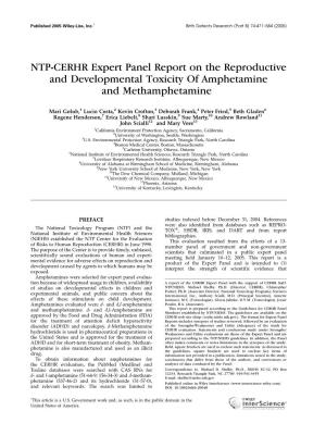 NTP-CERHR Expert Panel Report on the Reproductive and Developmental Toxicity of Amphetamine and Methamphetamine