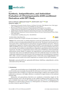 Synthesis, Antiproliferative, and Antioxidant Evaluation of 2-Pentylquinazolin-4(3H)-One(Thione) Derivatives with DFT Study