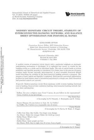 Modern Monetary Circuit Theory, Stability of Interconnected Banking Network, and Balance Sheet Optimization for Individual Banks