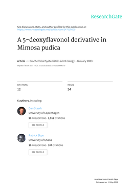 A 5-Deoxyflavonol Derivative in Mimosa Pudica