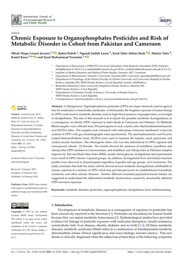 Chronic Exposure to Organophosphates Pesticides and Risk of Metabolic Disorder in Cohort from Pakistan and Cameroon