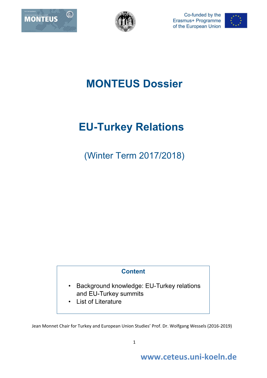 MONTEUS Dossier EU-Turkey Relations