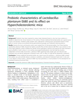 Probiotic Characteristics of Lactobacillus Plantarum E680 And