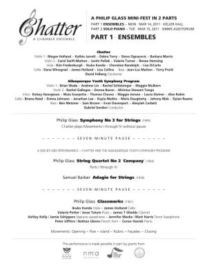 Chatter Presents Philip Glass Ensemble Pieces