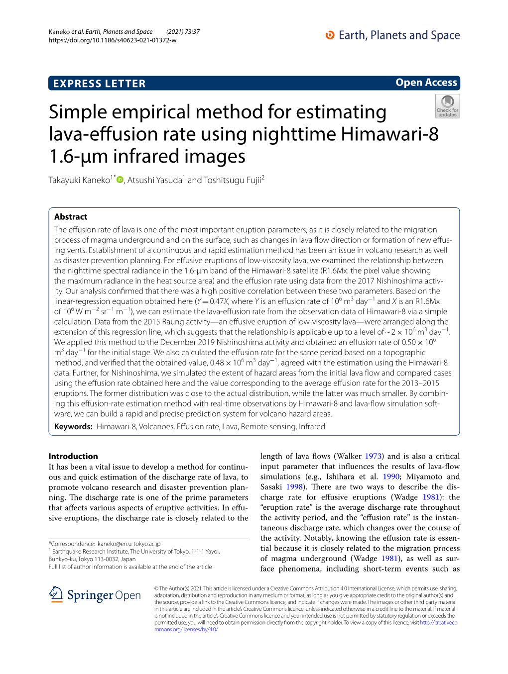 Simple Empirical Method for Estimating Lava-Effusion Rate Using