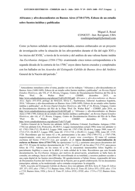 Africanos Y Afro-Descendientes En Buenos Aires (1710-1719)