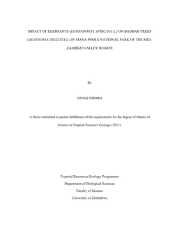 Impact of Elephants (Loxondonta Africana L.) on Baobab Trees