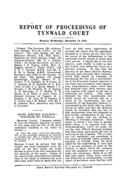 Report of Proceedings of Tynwald Court