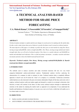 A Technical Analysis-Based Method for Share Price Forecasting