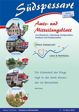 Südspessart Vom 5.3.2020 – Seite 2 Gemeinde Altenbuch Amtlich - Altenbuch Amtlich Amtliches