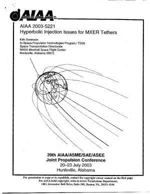 AIAA 2003-5221 Hyperbolic Injection Issues for MXER Tethers