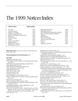 The 1999 Notices Index, Volume 46, Number 11
