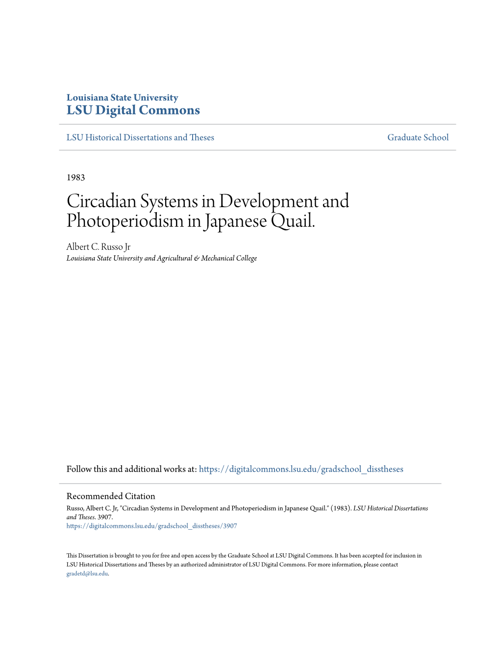 Circadian Systems in Development and Photoperiodism in Japanese Quail