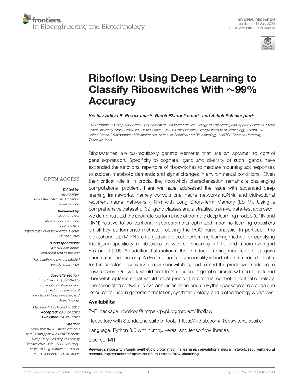 Using Deep Learning to Classify Riboswitches with 99