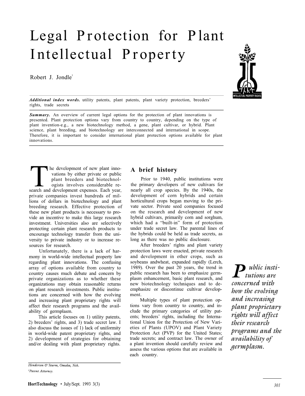 "Legal Protection for Plant Intellectual Property"