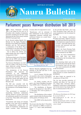 Parliament Passes Ronwan Distribution Bill 2013