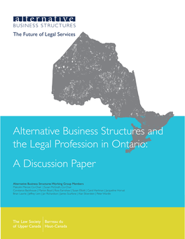 Alternative Business Structures and the Legal Profession in Ontario: a Discussion Paper