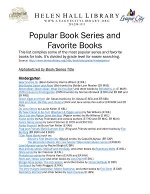 Popular Book Series and Favorite Books This List Compiles Some of the Most Popular Series and Favorite Books for Kids