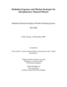 Radiation Exposure and Mission Strategies for Interplanetary Manned Mission