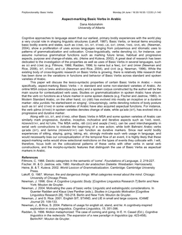 Aspect-Marking Basic Verbs in Arabic Dana Abdulrahim University of Alberta