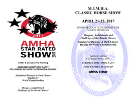 M.J.M.H.A. Classic Horse Show April 21-23, 2017