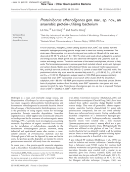 Proteiniborus Ethanoligenes Gen. Nov., Sp. Nov., an Anaerobic Protein-Utilizing Bacterium