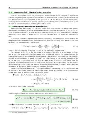 III.3.3 Newtonian Fluid: Navier–Stokes Equation