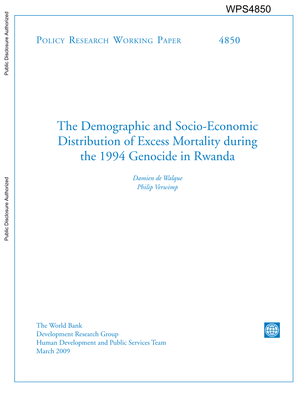 The Demographic and Socio-Economic Distribution of Excess Mortality During