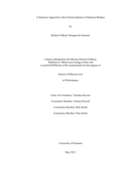 A Semiotic Approach to the Clarinet Quintet of Johannes Brahms By