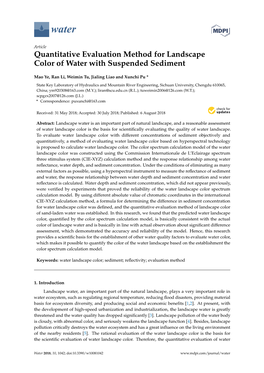 Quantitative Evaluation Method for Landscape Color of Water with Suspended Sediment