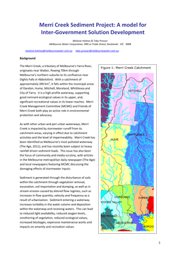 Merri Creek Sediment Project: a Model for Inter-Government Solution Development