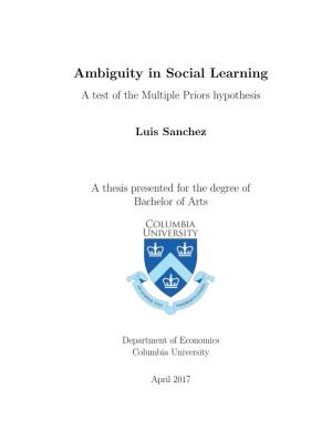 Ambiguity in Social Learning: a Test of the Multiple Priors Hypothesis