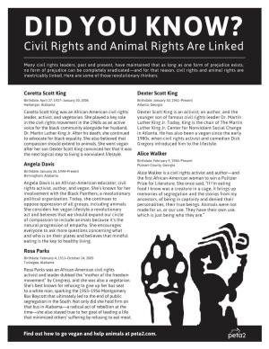 DID YOU KNOW? Civil Rights and Animal Rights Are Linked