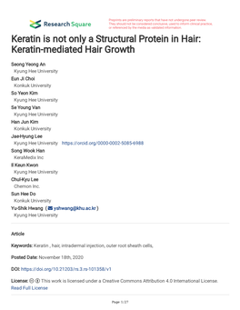 Keratin-Mediated Hair Growth