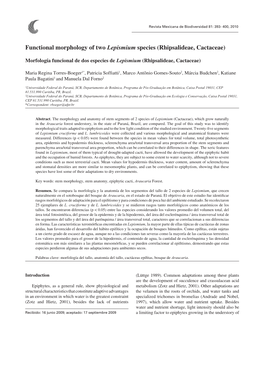 Functional Morphology of Two Lepismium Species (Rhipsalideae, Cactaceae)