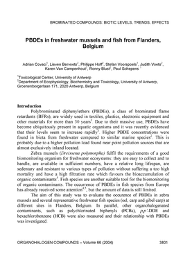 Pbdes in Freshwater Mussels and Fish from Flanders, Belgium