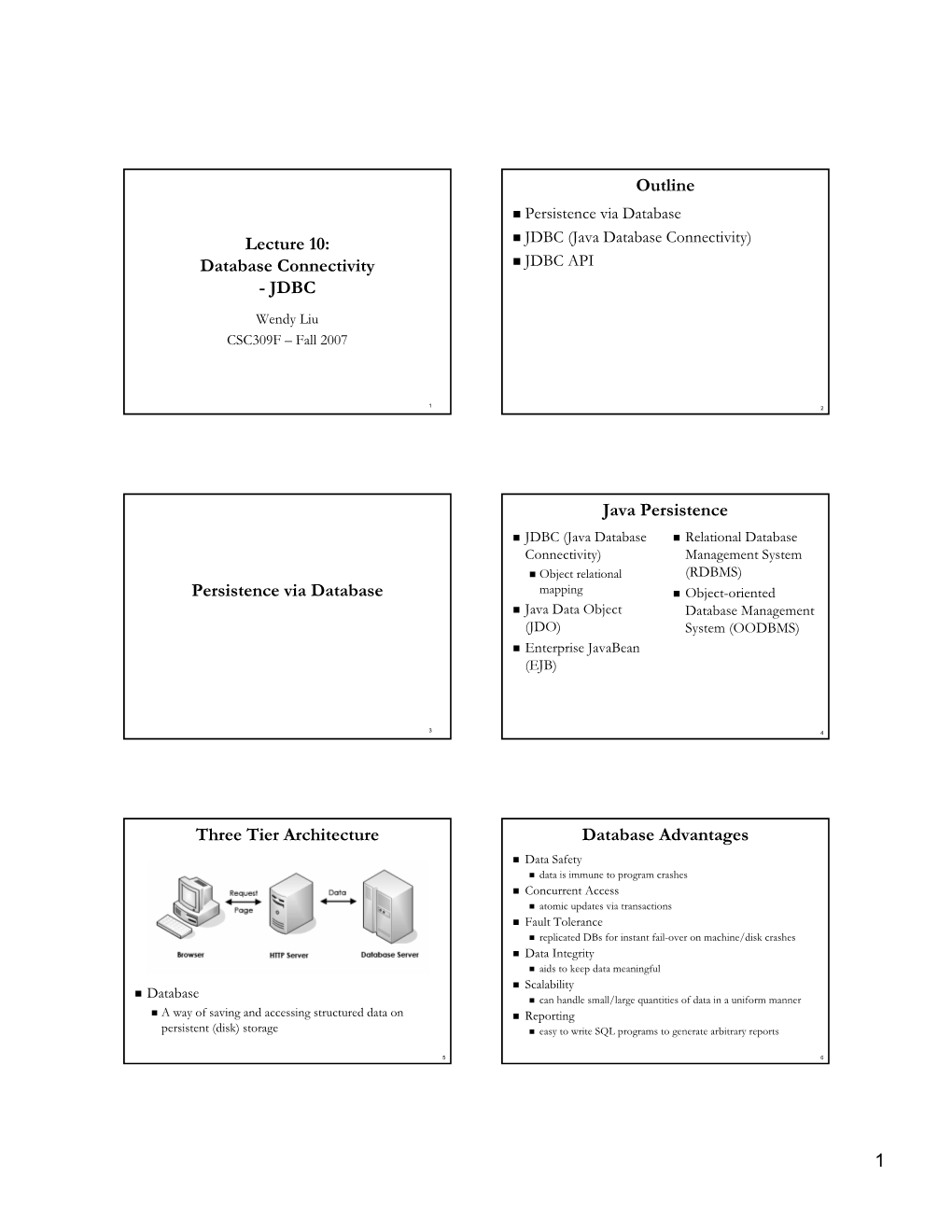 Lecture 10: Database Connectivity