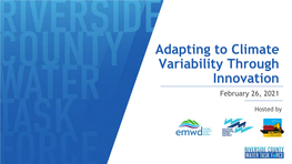 Adapting to Climate Variability Through Innovation February 26, 2021
