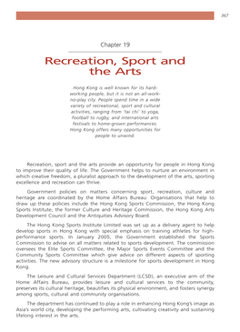 Recreation, Sport and the Arts