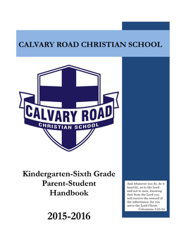 Kindergarten-Sixth Grade Parent-Student Handbook