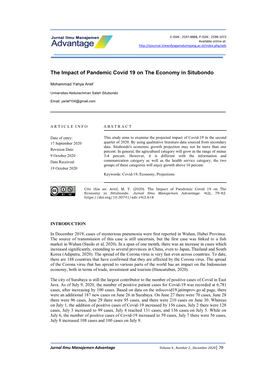 The Impact of Pandemic Covid 19 on the Economy in Situbondo