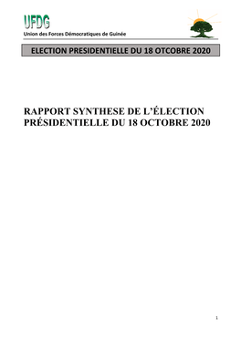 Rapport Synthese De L'élection Présidentielle Du
