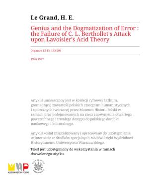 Genius and the Dogmatization of Error: the Failure of Cl