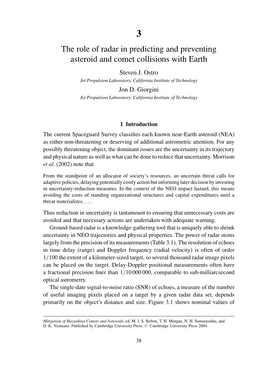 The Role of Radar in Predicting and Preventing Asteroid and Comet Collisions with Earth Steven J