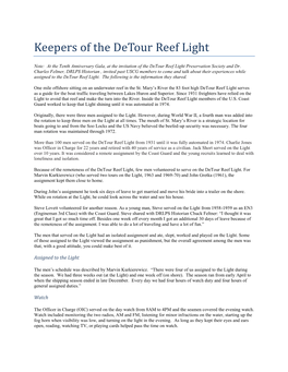 Keepers of the Detour Reef Light